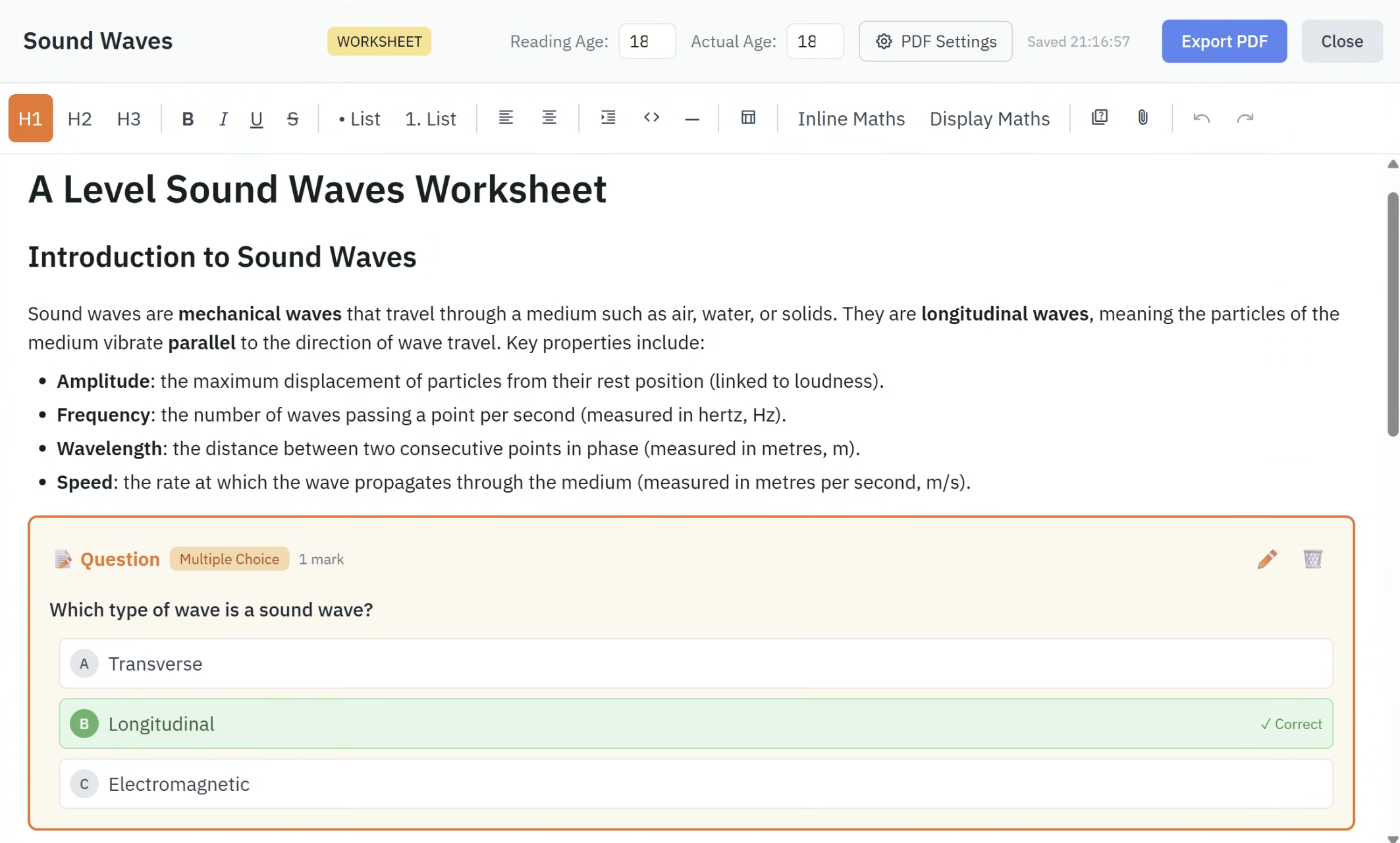 Home Worksheet Example