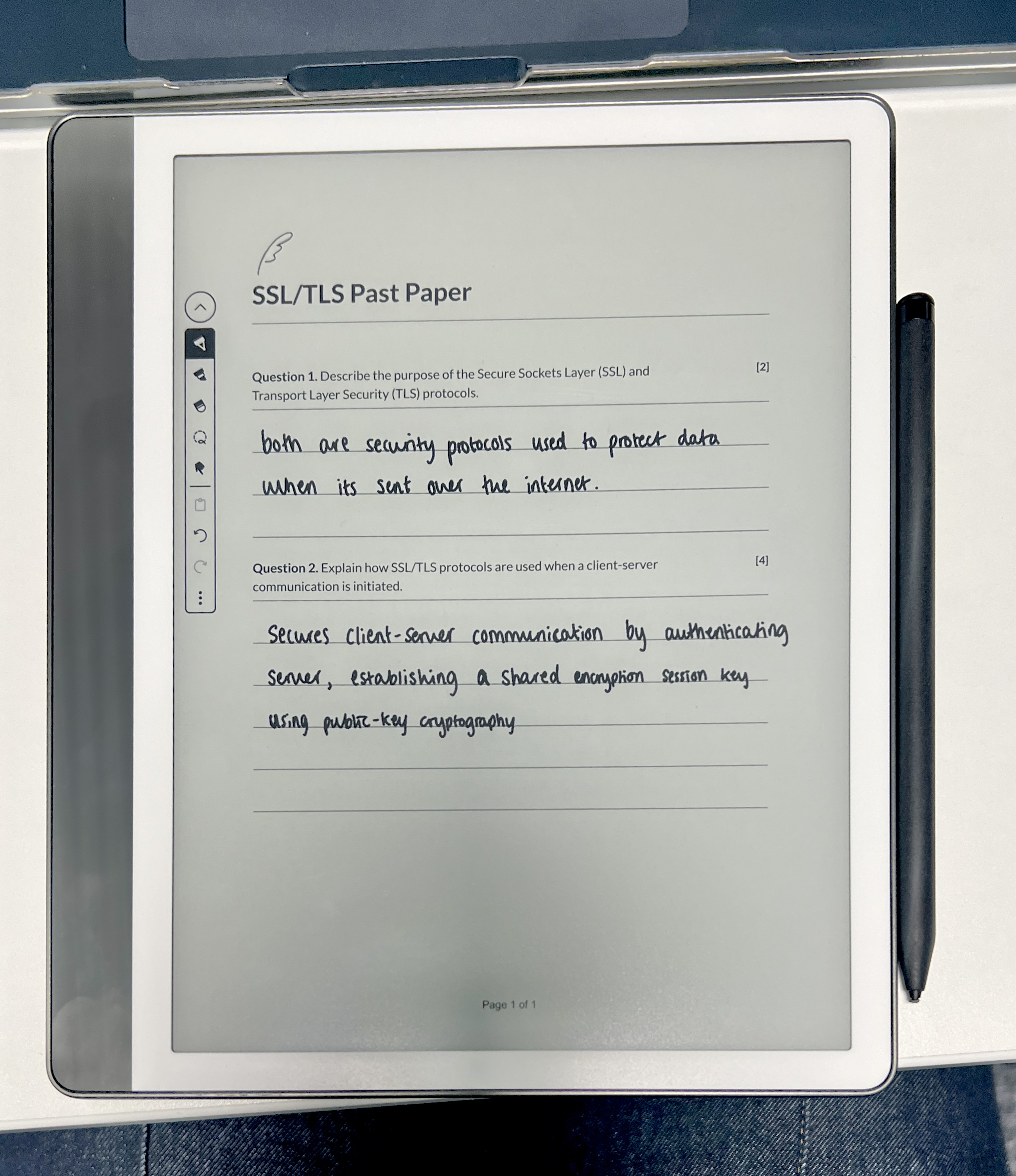 Manuscripta running on reMarkable tablet